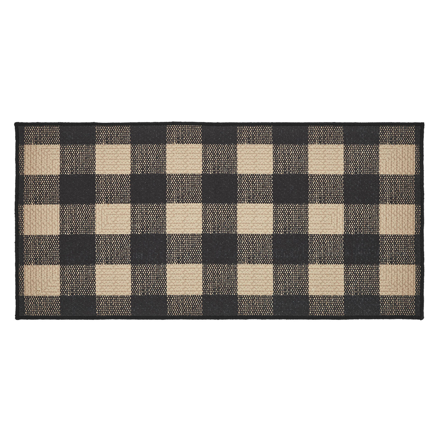 Black Check Indoor/Outdoor 36" Rectangle Rug