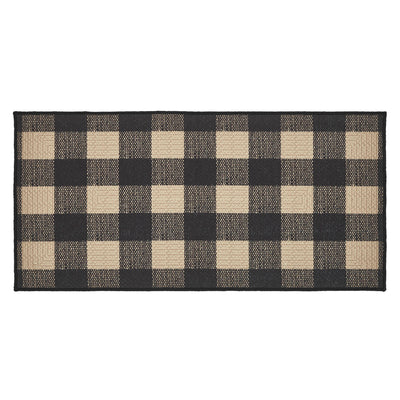 Black Check Indoor/Outdoor 36" Rectangle Rug