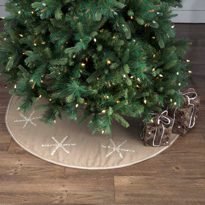 Pearly Button Snowflake Christmas Tree Skirt 48" Diameter