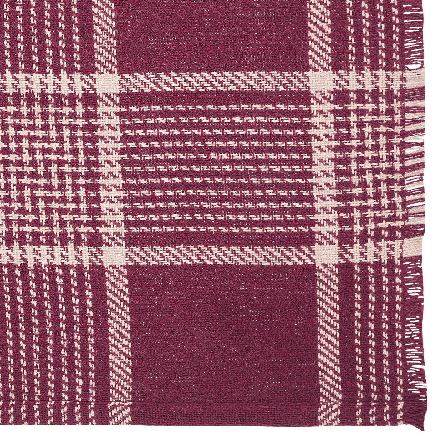 Eston Burgundy Tan Plaid 48" Table Runner