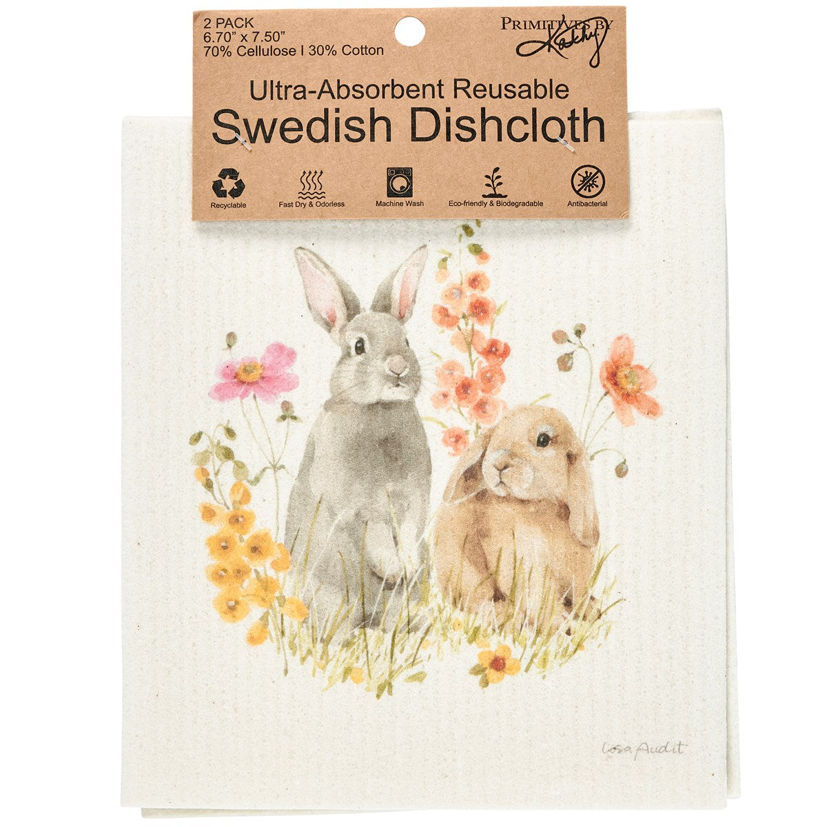 Flower Bunnies Swedish Dishcloth Set