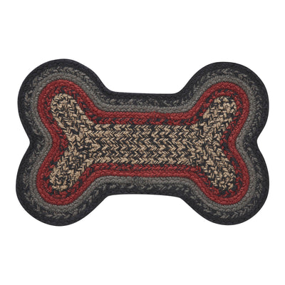 Small Bone Shaped Rug Red Black Gray Indoor/Outdoor