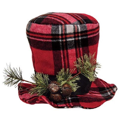 Christmas Tartan Top Hat Decorative Fabric Figure