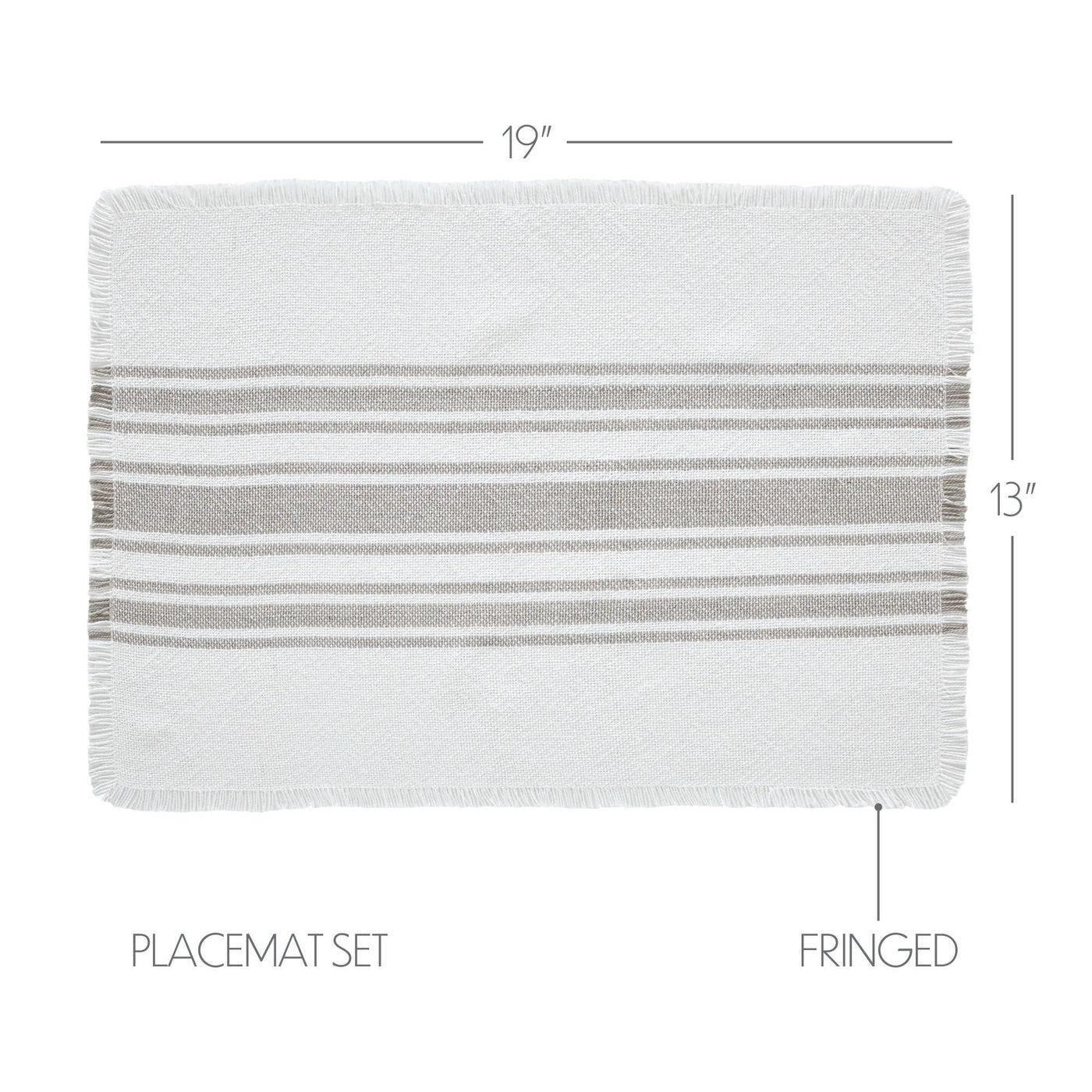💙 Set of 6 Placemats Antique White Stripe Dove Grey Indoor/Outdoor