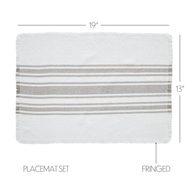 💙 Set of 6 Placemats Antique White Stripe Dove Grey Indoor/Outdoor