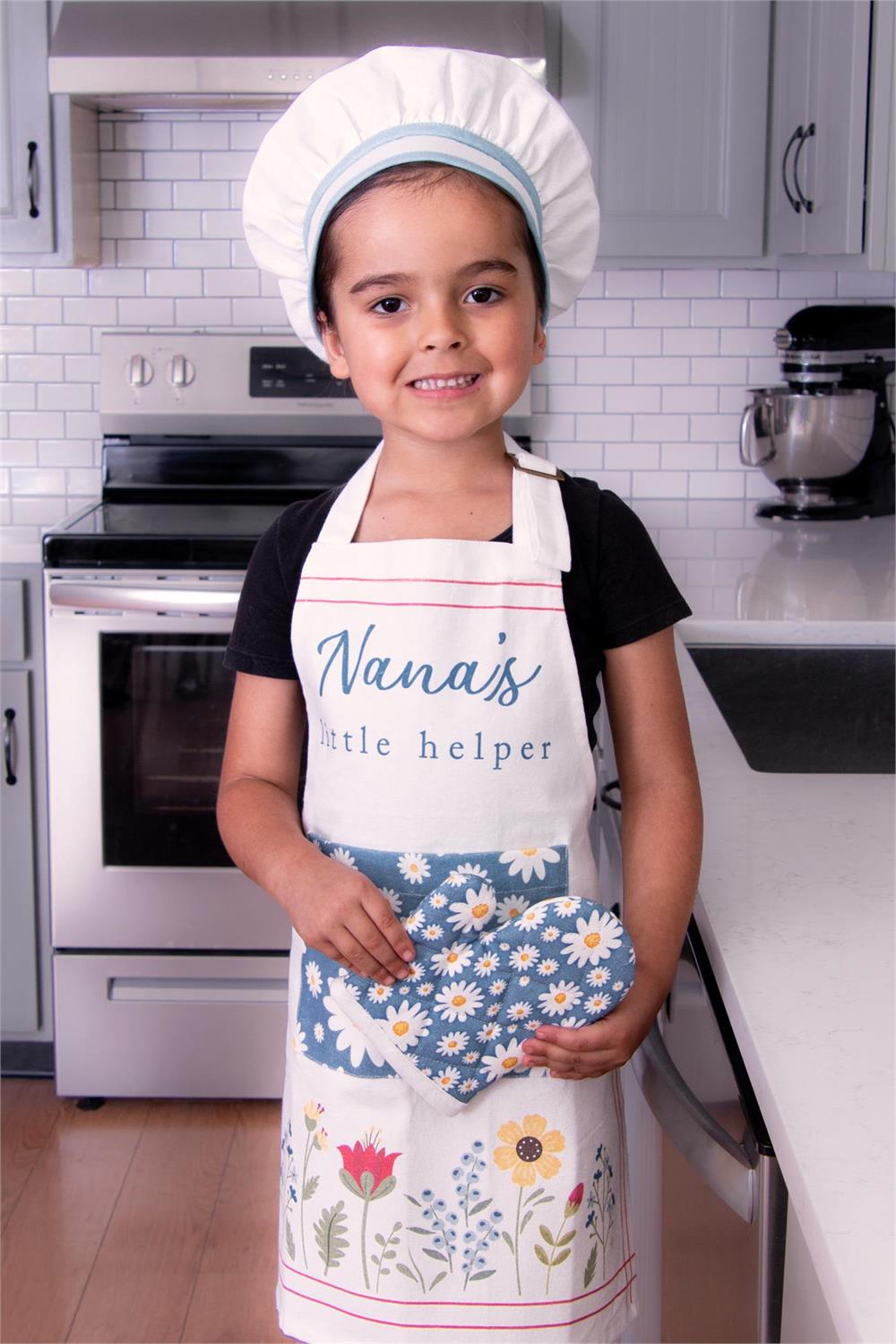 Nana's Little Helper Child's Apron and Oven Mitt Set