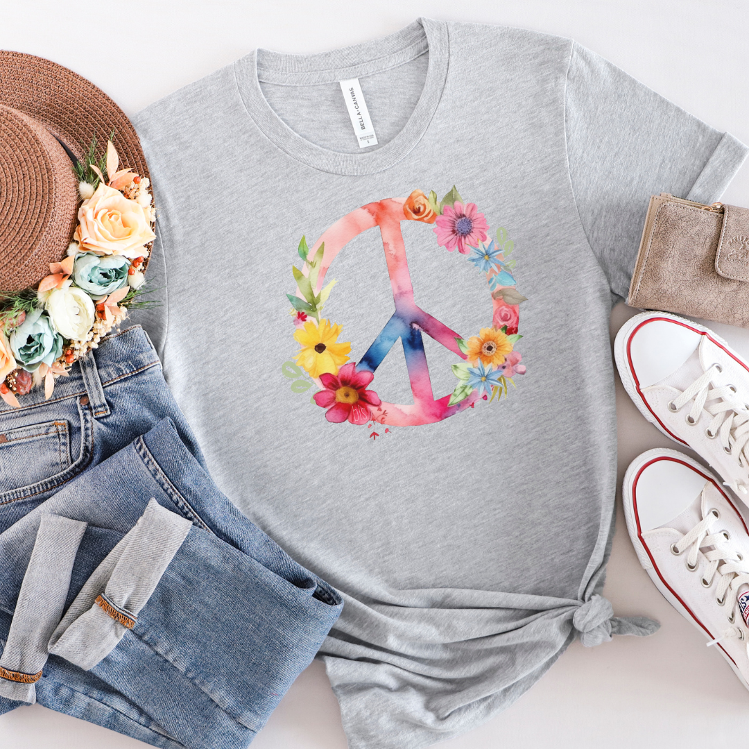 🔥 Wildflower Peace Sign Cozy T-Shirt