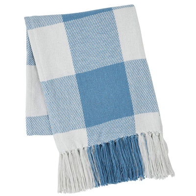 Annie Buffalo Check Blue Woven Throw 50" x 60"