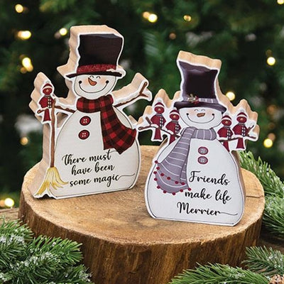 💙 Set of 2 There Must Have Been Some Magic Chunky Snowman Sitter Signs