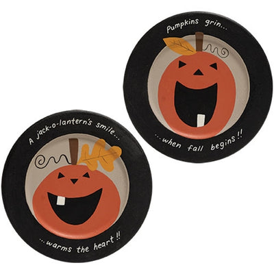 Set of 2 Pumpkins Grin 8.75" Decorative Plates