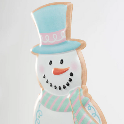 Snowman Cookie Pink & Blue 12" Metal Embossed Hanger: