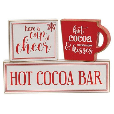 Set of 3 Hot Cocoa Bar Wooden Blocks