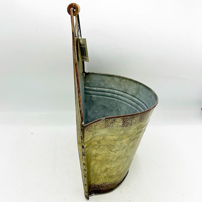 Galvanized Wall Pocket Bucket With Wooden Handle