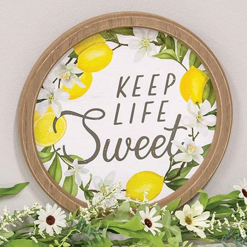 Keep Life Sweet Round Framed Sign 11.5" diameter