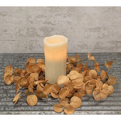 Beige Silver Dollar 12" Faux Foliage Ring