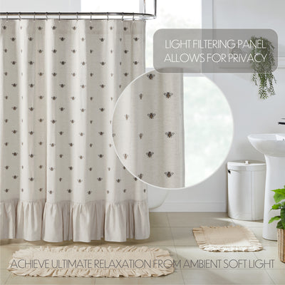 Embroidered Bee Shower Curtain 72" x 72"