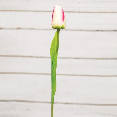 Champagne Yellow Pink Tulip 15.5" Faux Floral Stem