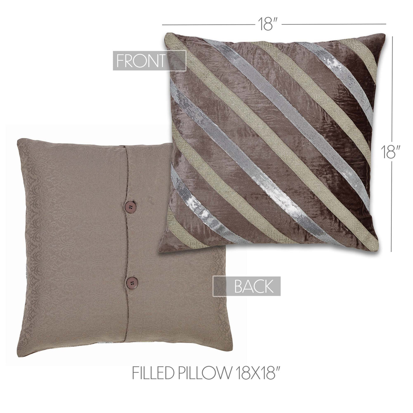 Allura Diagonal Striped Glitzy Pillow 18"