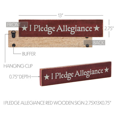 I Pledge Allegiance 13" Red Wooden Sign