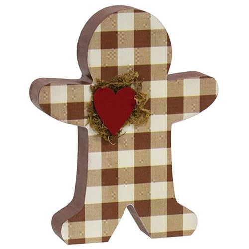 Buffalo Check Chunky Gingerbread Man Sitter 6" H