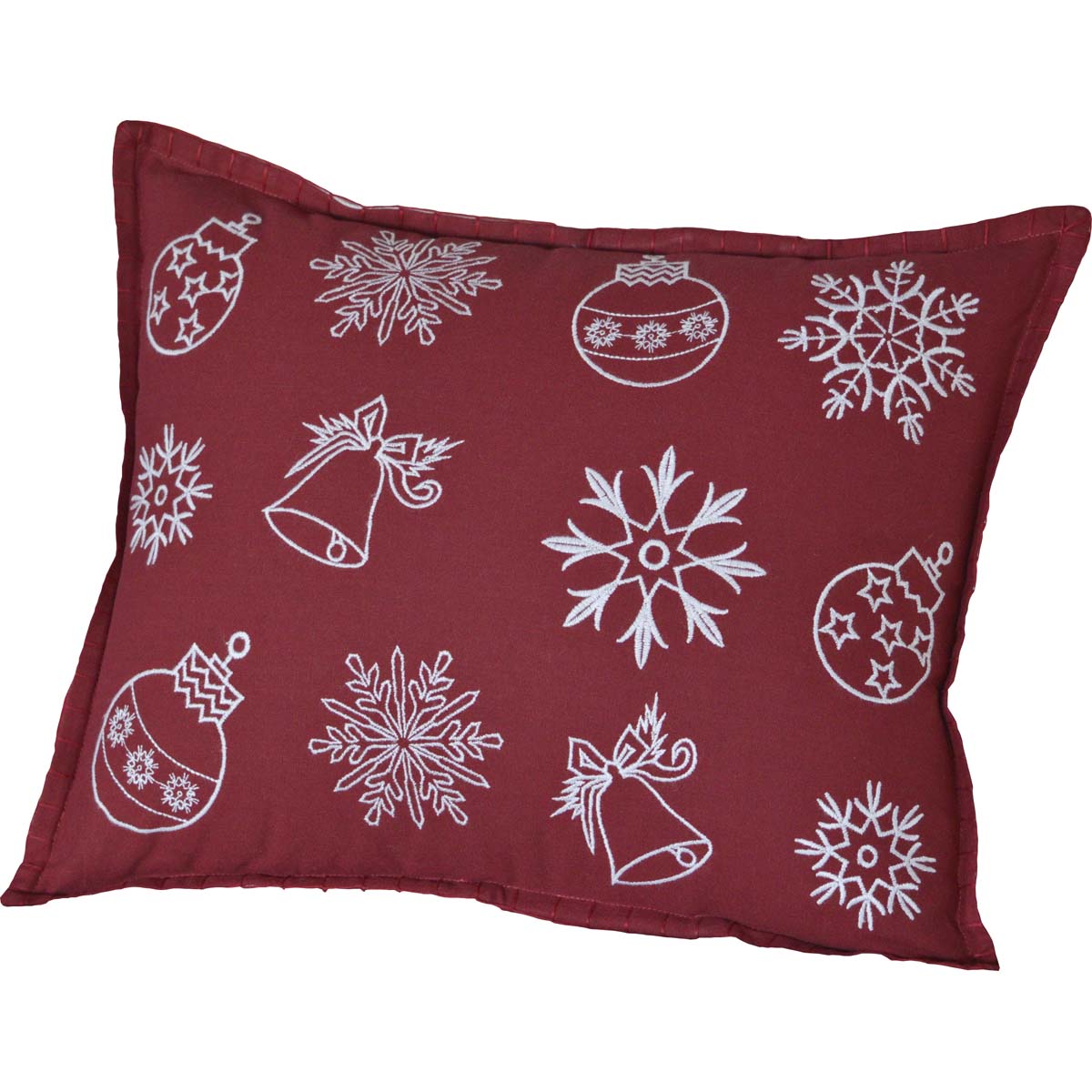 Snow Ornaments 14" x 18" Red Christmas Pillow