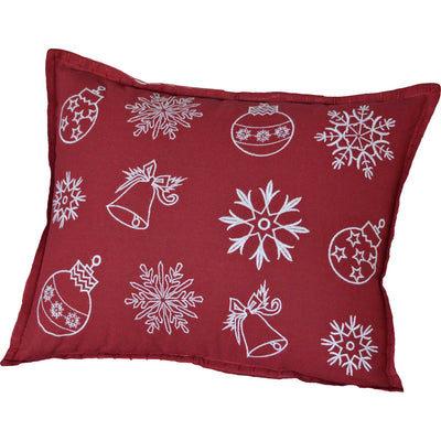 Snow Ornaments 14" x 18" Red Christmas Pillow