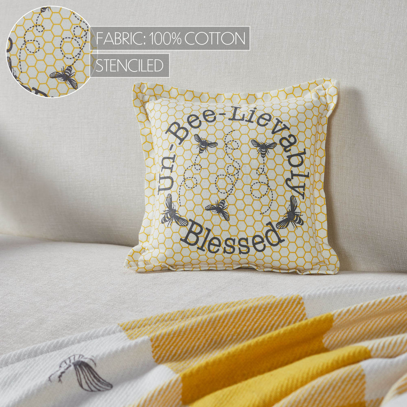 Buzzy Bees Un-Bee-Lievably Blessed 9" Accent Pillow