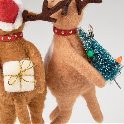 Mr and Mrs Reindeer Give Gifts Felt Figures