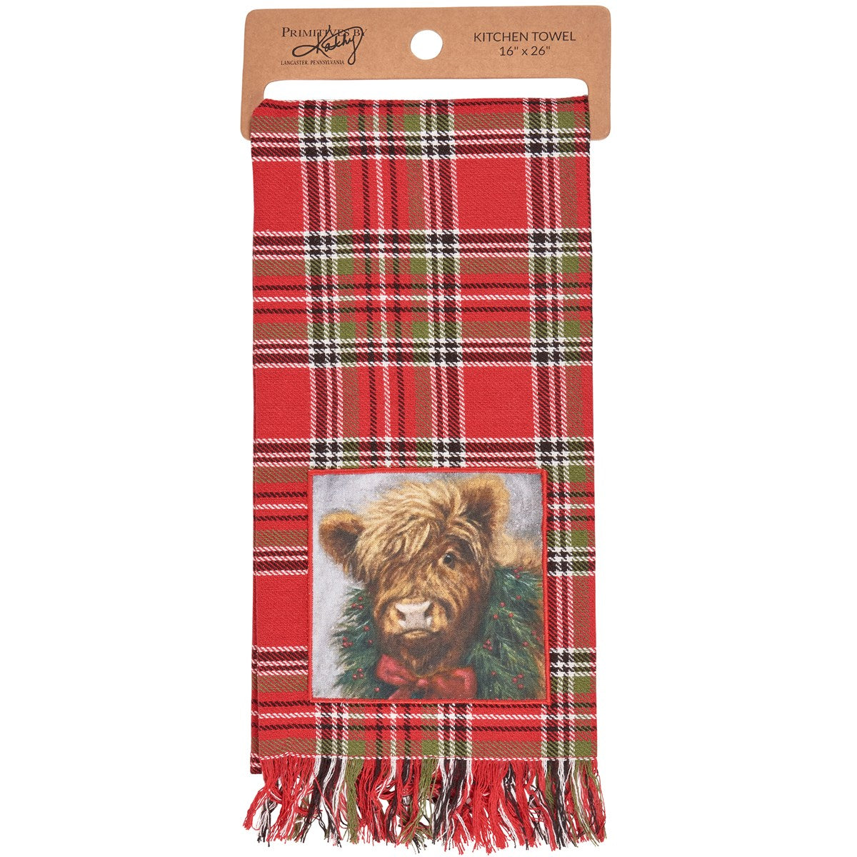 💙 Christmas Highland Cow Plaid Kitchen Towel