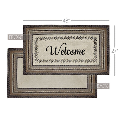 Welcome Floral Vine Jute Rug w/ Pad 27" x 48"