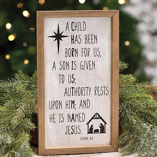 A Child Is Born Nativity 10" Christmas Frame