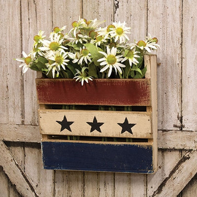 DAY 11 ❤️🫐 20 RED WHITE + BLUEBERRY DAYS Rustic Slat Wood Americana Wall Bin 15"