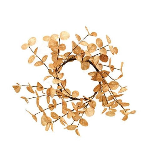 Beige Silver Dollar 12" Faux Foliage Ring