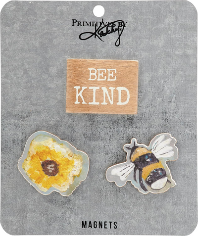 Set of 3 Bee Kind and Flower Magnet Set