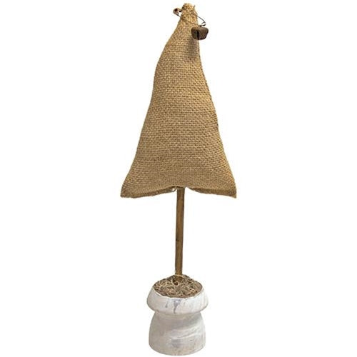 Burlap Christmas Tree on Base 17" H