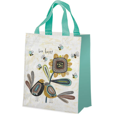 DAY 9 🐦 14 DAYS OF FEATHERED FRIENDS 🪺 Bee Happy Birds Small Daily Market Tote