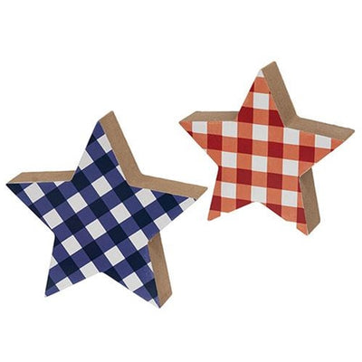 Blue & Red Plaid Small Wooden Star Sitters