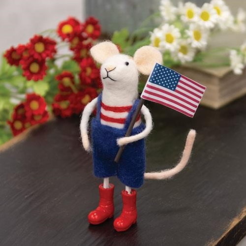 Americana Party Mr Mouse Felted Ornament