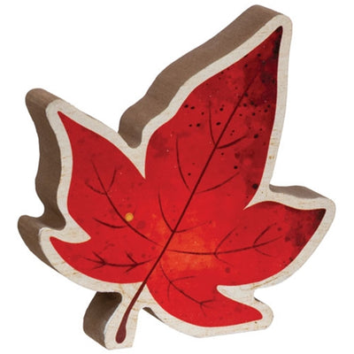 Set of 3 Chunky Wood Fall Leaf Sitter Signs