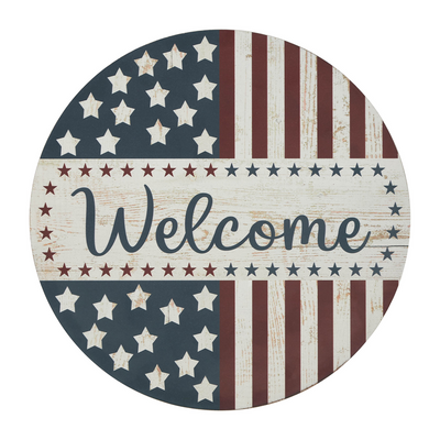 Welcome Stars & Stripes 11" Round Wall Hanging