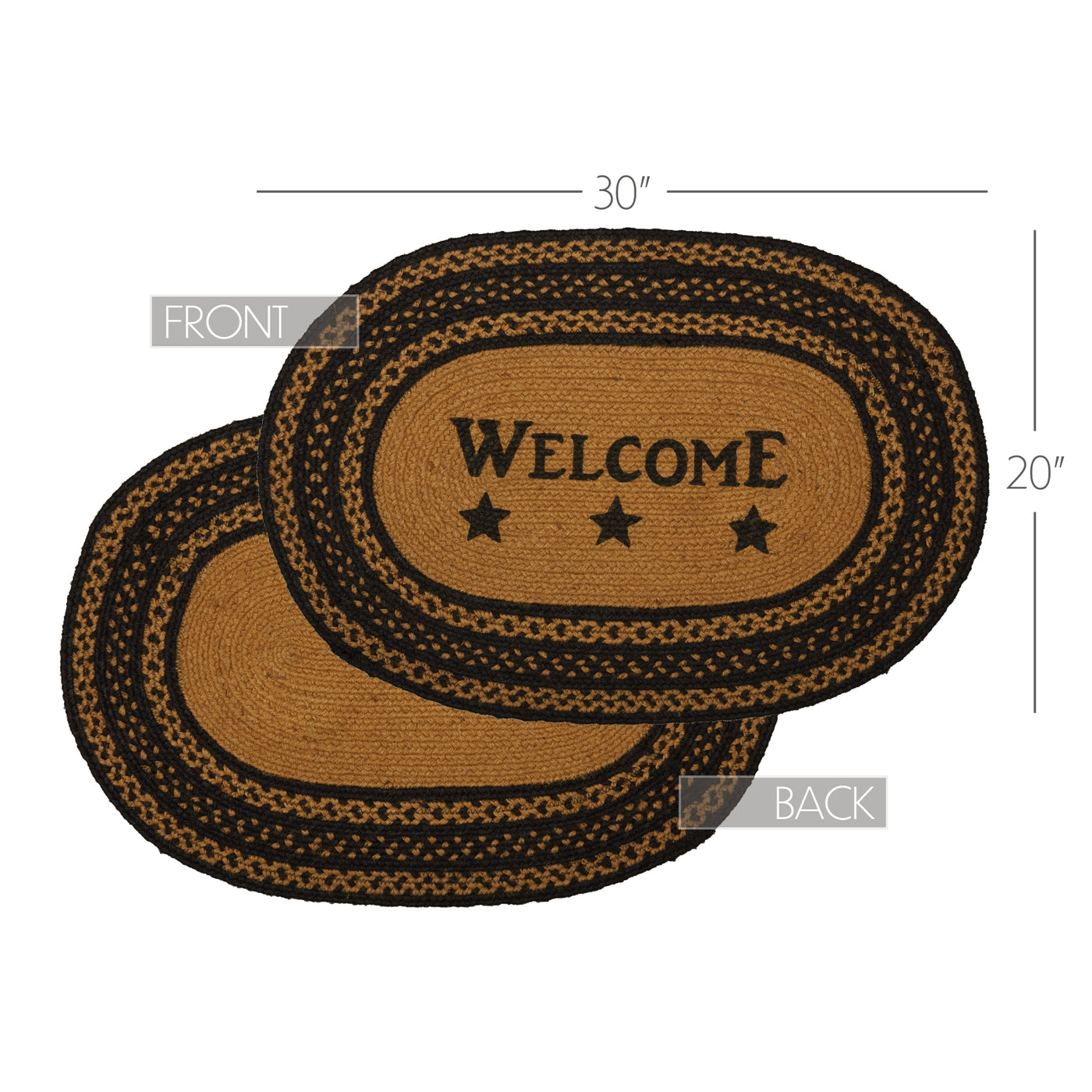 Welcome Farmhouse Stencil Stars 30" Oval Jute Rug