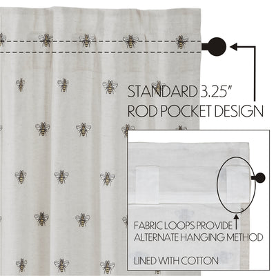 Embroidered Bee Tier Bistro Curtains Set of 2 24" x 36"