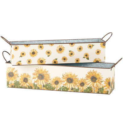 Sunflowers Rectangle Metal Bin Set