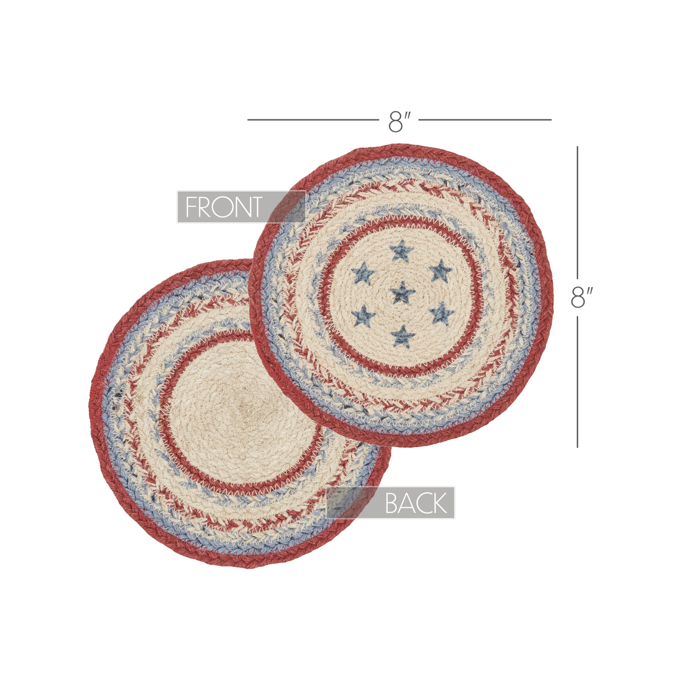 DAY 15 ❤️🫐 20 RED WHITE + BLUEBERRY DAYS Americana Celebration Jute 8" Trivet