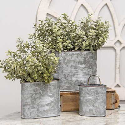 Set of 3 Galvanized Oval Wall Planters