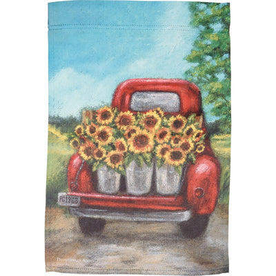 Sunflowers And Red Truck Garden Flag