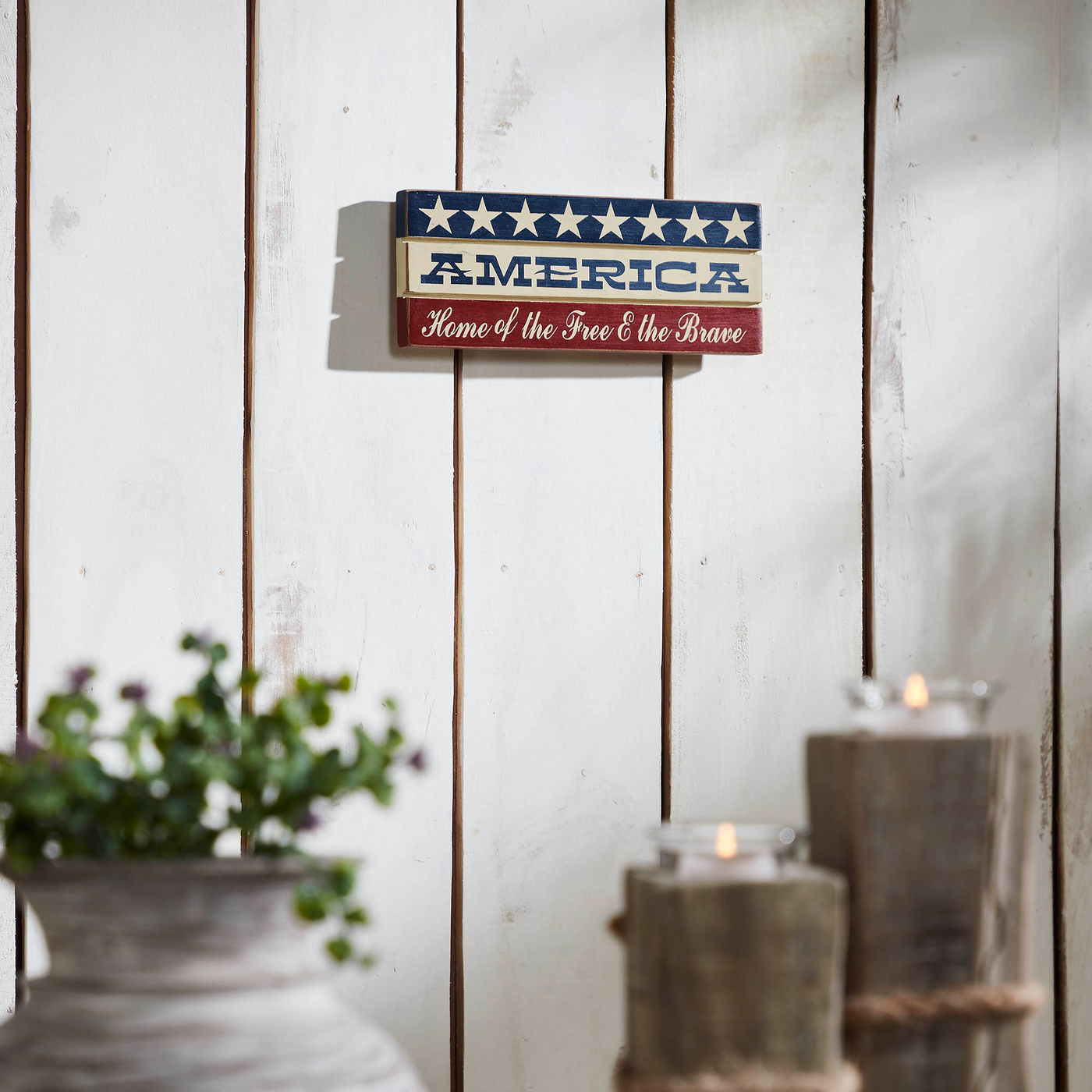 AMERICA Home Of The Free And The Brave Wooden Sign