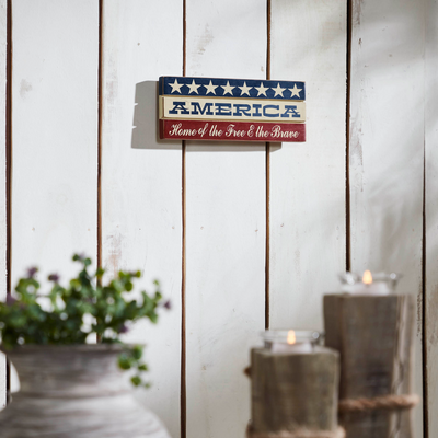 AMERICA Home Of The Free And The Brave Wooden Sign
