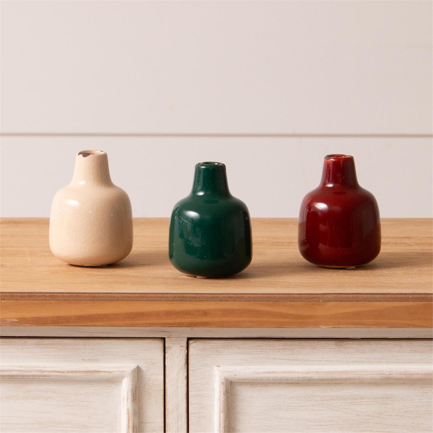 Set of 3 Red Green White Mini Bud Vases – Blueberry Lane Shop