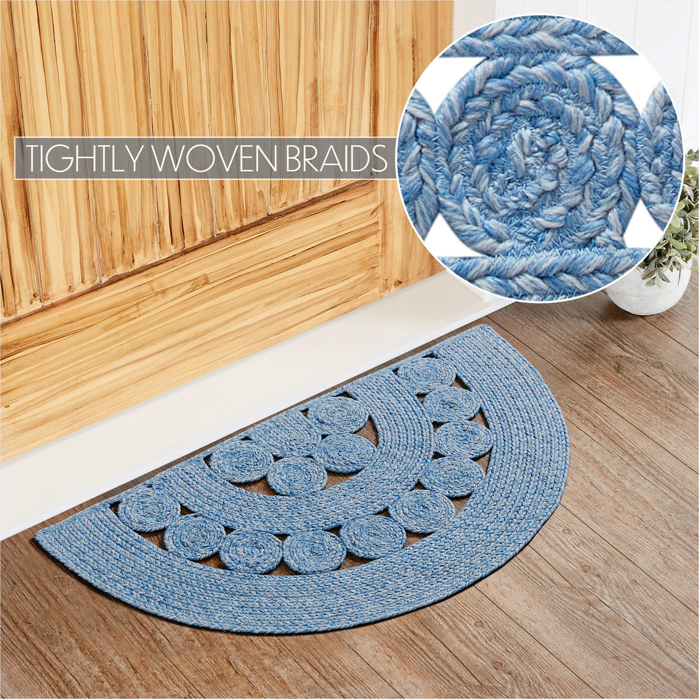 Celeste Blended Blue Indoor/Outdoor 36" Half Circle Rug